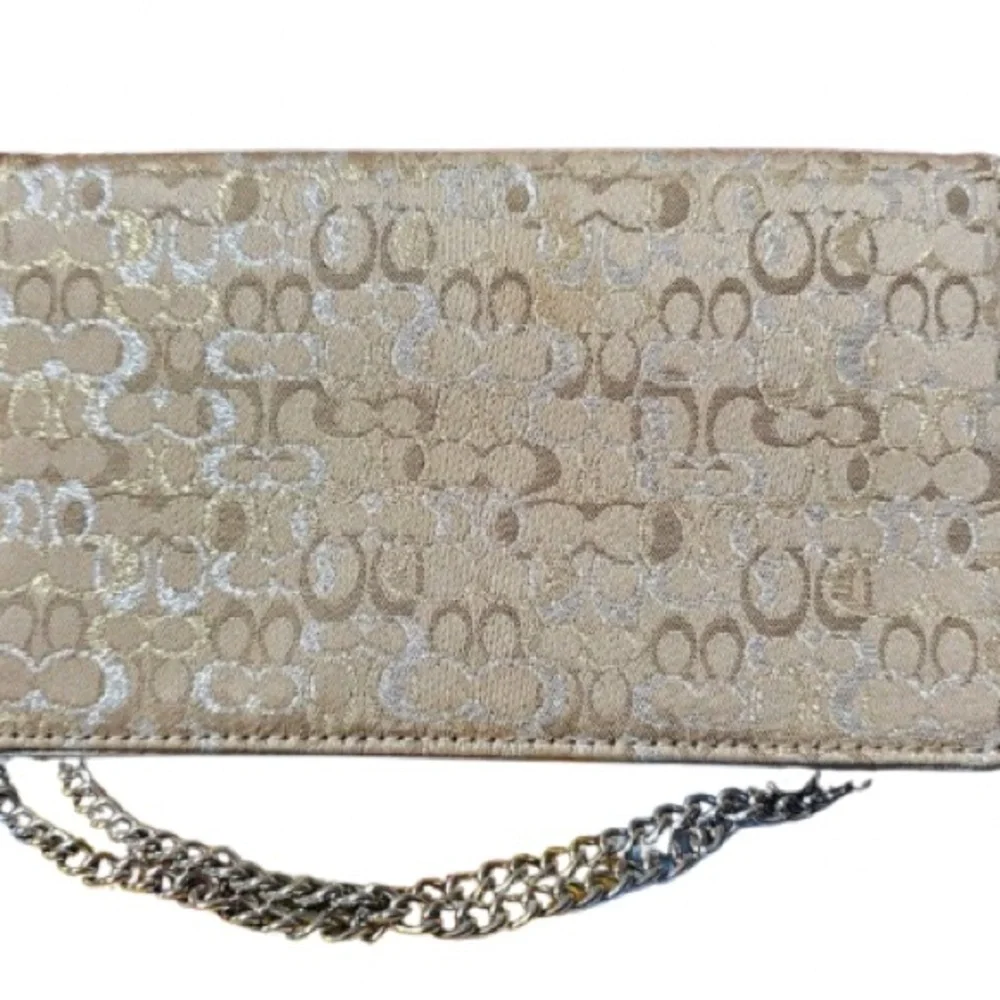 Coach Optic Lurex Clutch Cream & Gold Crossbody Clutch Y2K